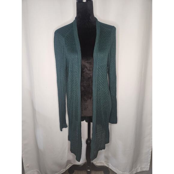 Torrid Cardigan Sweater Open Knit Long Sleeve Sheer Forest Green Plus Size 2X - Picture 1 of 8